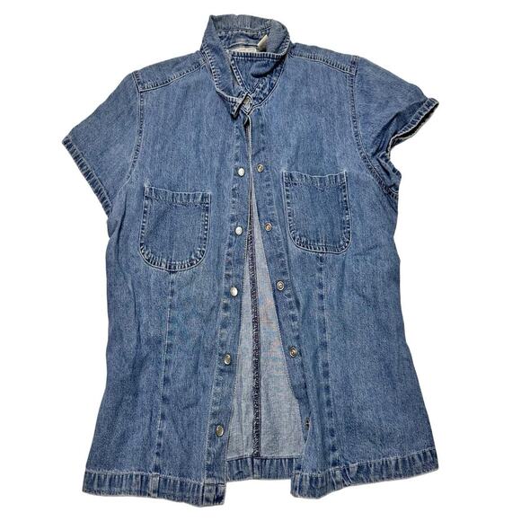 GAP Blue Jeans Vintage 100% Cotton Perfect Staple Piece Denim Top Size L - Picture 4 of 7